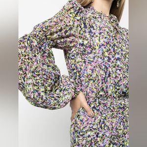 TED BAKER Karliie Abstract Spring Floral Confetti Dot Tiered Mini Dress - Medium